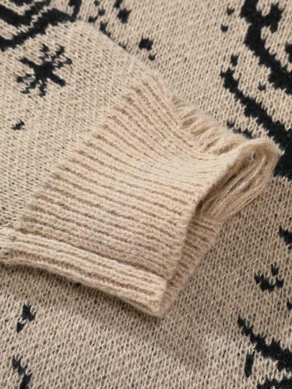 Manfinity Homme Men Graphic Pattern Ripped Trim Drop Shoulder Sweater, Fall/Winter