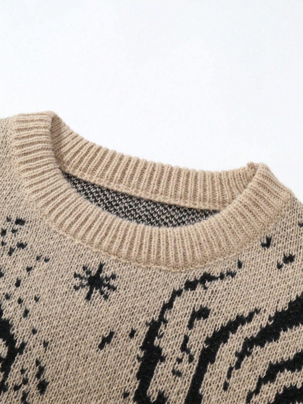 Manfinity Homme Men Graphic Pattern Ripped Trim Drop Shoulder Sweater, Fall/Winter