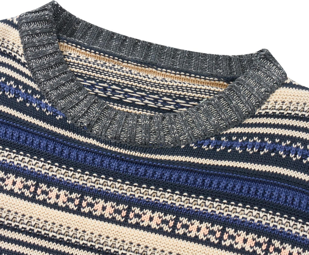 Women Vintage Striped Pullover Sweater Y2K Long Sleeve Crew Neck Loose Knit Sweaters Fall Winter Knitwear