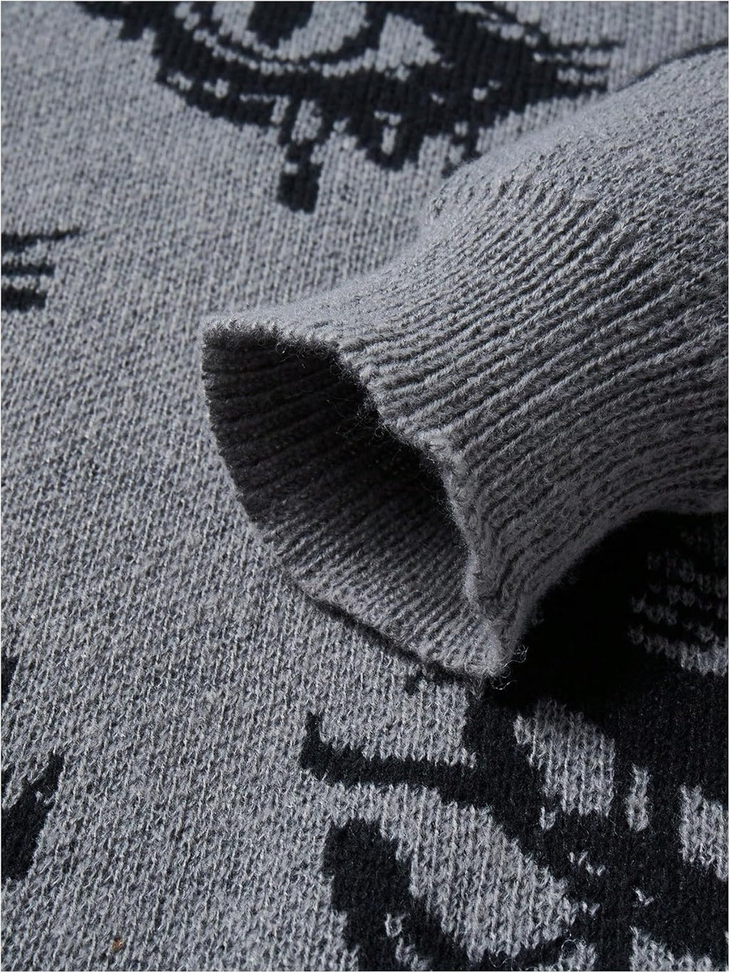 Men'S Fall Goth Grunge Sweater Y2K Oversized Punk Sweater Halloween Graphic Long Sleeve Knit Pullover Streetwear