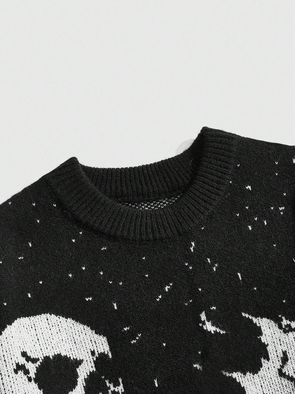 ROMWE MEN Street Life Men'S Autumn/Winter Fashion Streetwear Color Block Skeleton Jacquard Pullover Knitted Sweater, Halloween, Grunge Style