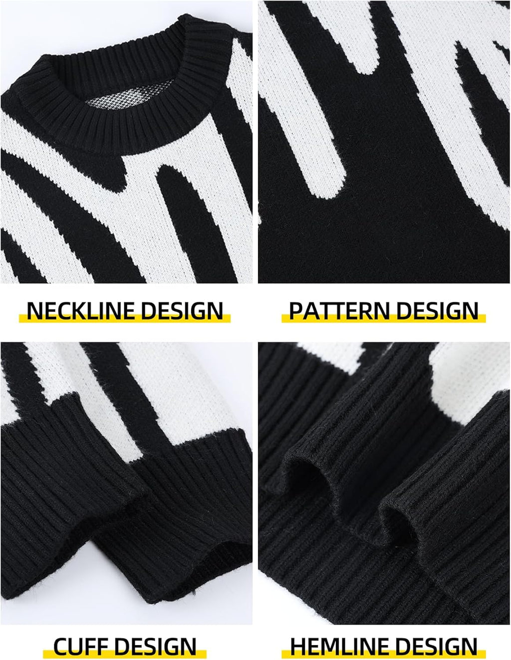 Men'S Oversized Sweater Graphic Knit Aesthetic Crewneck Streetwear Pullover Jumper Tops