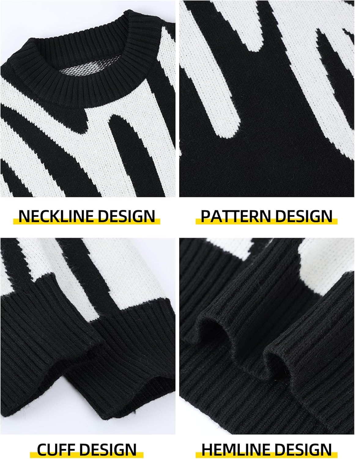 Men'S Oversized Sweater Graphic Knit Aesthetic Crewneck Streetwear Pullover Jumper Tops