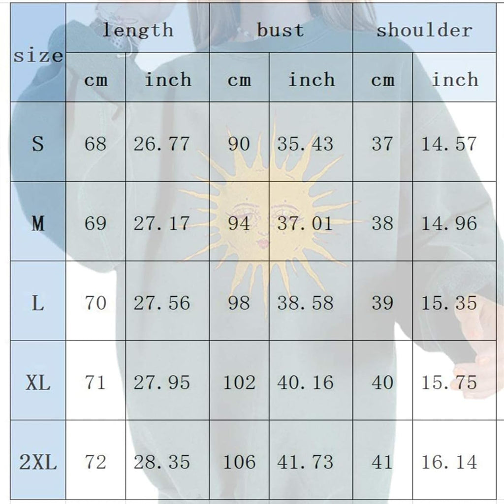 Women'S Oversized Sweatshirt Crewneck Long Sleeve Casual Loose Pullover Tops 90S Indie Aesthetic Sweatshirts