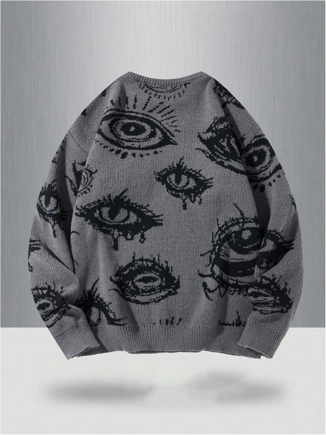 Men'S Fall Goth Grunge Sweater Y2K Oversized Punk Sweater Halloween Graphic Long Sleeve Knit Pullover Streetwear