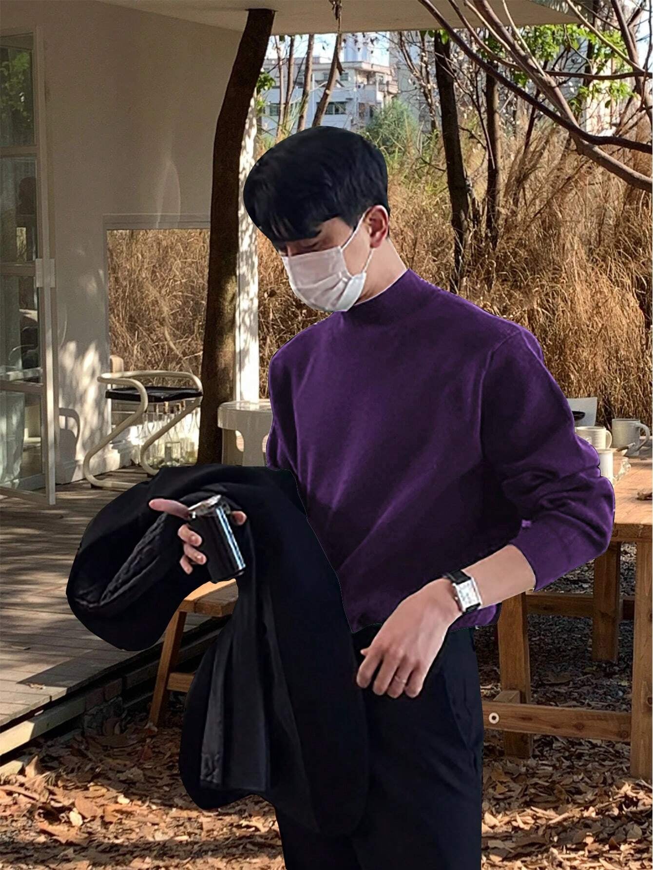 Claim Dot Men'S Casual Everyday Simple Solid Color Ribbed Knit Sweater, Autumn/Winter, for Christmas