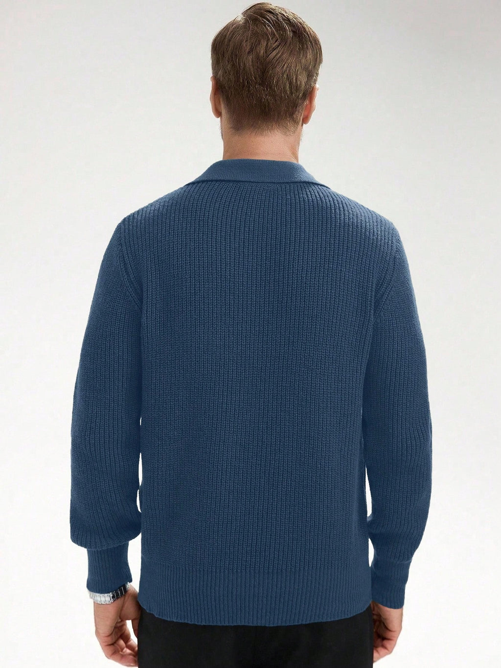 Claim Dot Men'S Solid Color Half-Zipper Collar Sweater, Fall/Winter