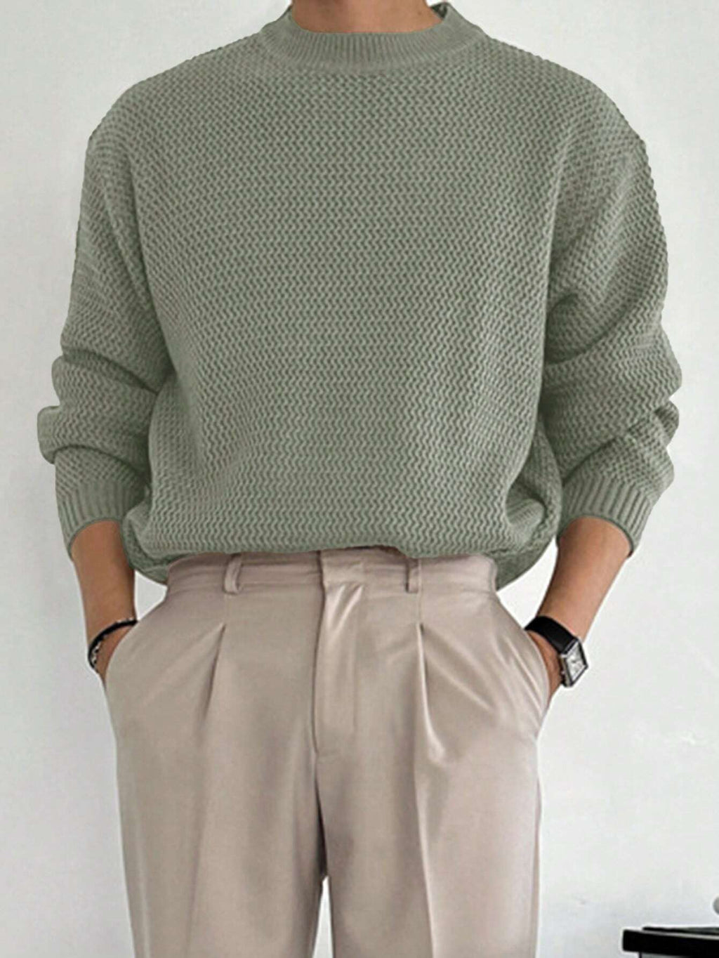 DAZY Men Solid Color Crew Neck Long Sleeve Sweater, Autumn