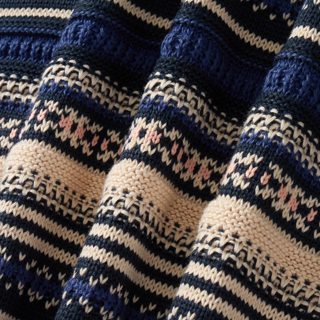 Women Vintage Striped Pullover Sweater Y2K Long Sleeve Crew Neck Loose Knit Sweaters Fall Winter Knitwear