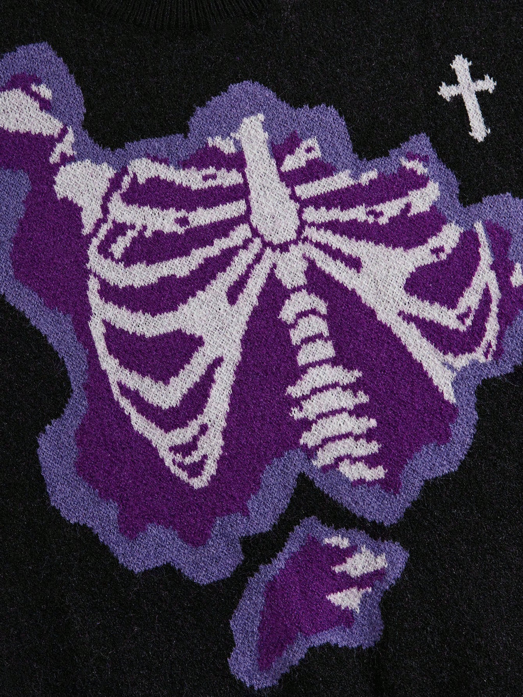 ROMWE MEN Grunge Punk Men Cross & Skeleton Pattern Pullover Sweater for Halloween, School, for Fall Winter, Grunge Style