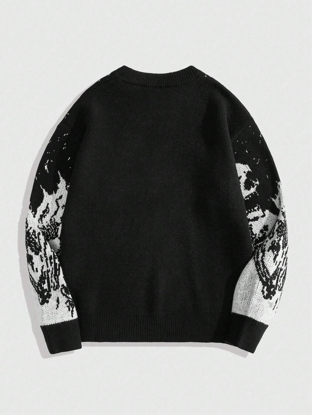 ROMWE MEN Street Life Men'S Autumn/Winter Fashion Streetwear Color Block Skeleton Jacquard Pullover Knitted Sweater, Halloween, Grunge Style