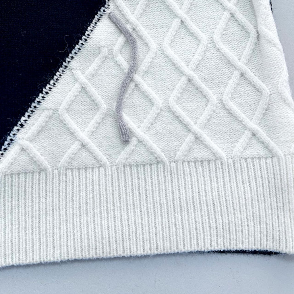 Patchwork Sweater Mens Colorblock Jumper Cable Knitted Pullover Oversized