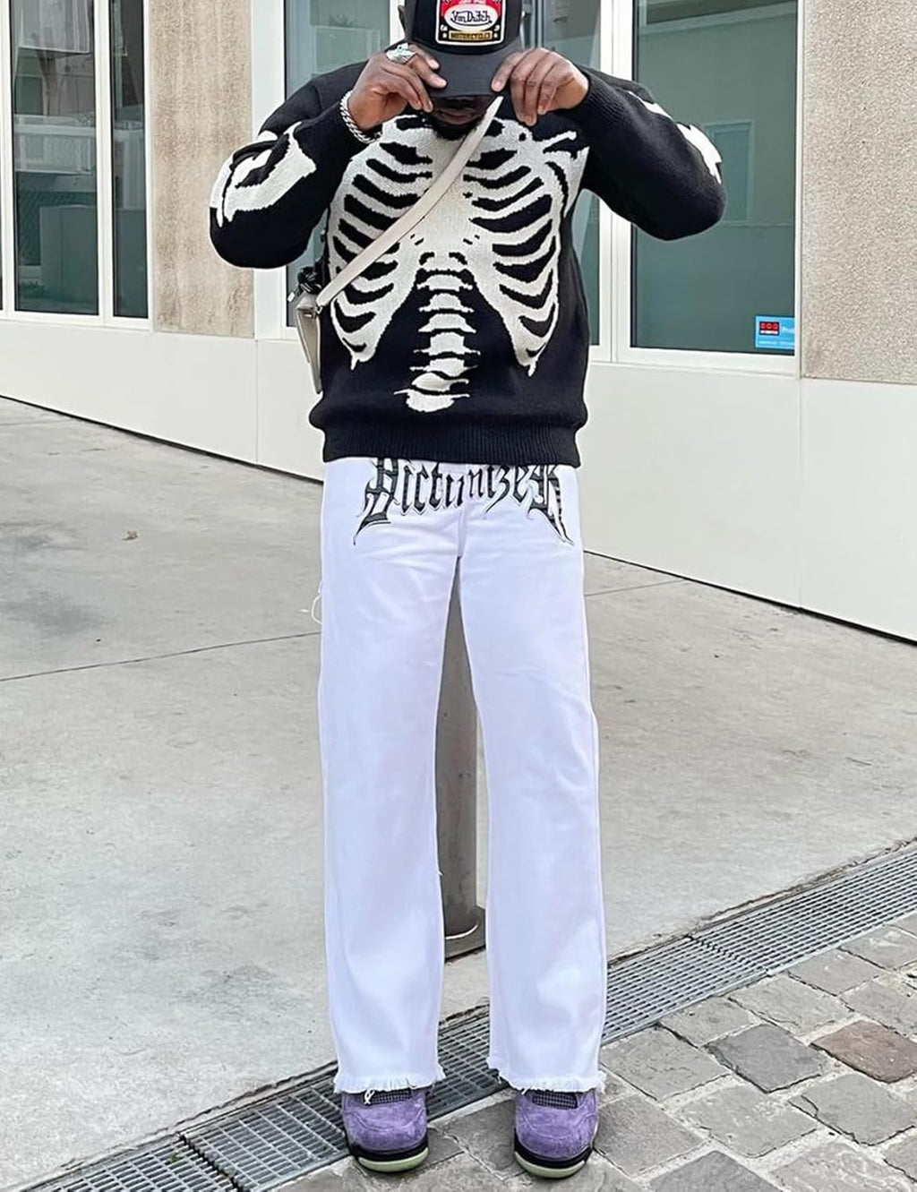 Men Oversized Sweater Graphic Cable Knit Jumper Cute Unisex Crewneck Pullover