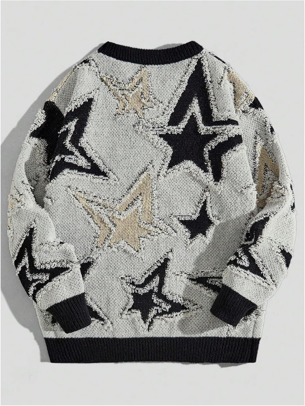 Men'S Graphic Sweater Y2K Long Sleeve Drop Shoulder Crewneck Loose Knitted Pullover Tops