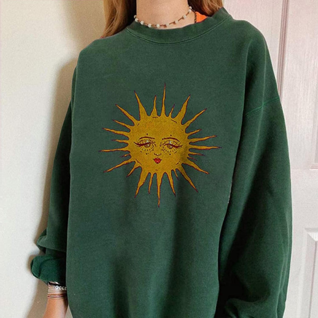 Women'S Oversized Sweatshirt Crewneck Long Sleeve Casual Loose Pullover Tops 90S Indie Aesthetic Sweatshirts