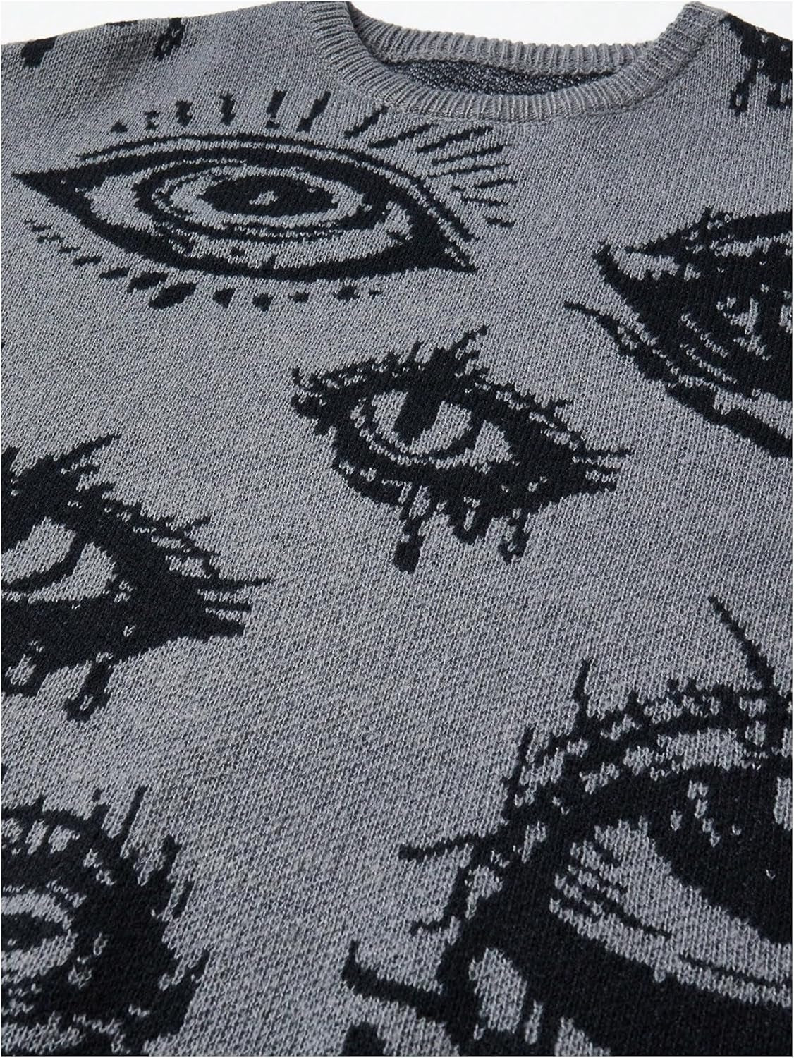 Men'S Fall Goth Grunge Sweater Y2K Oversized Punk Sweater Halloween Graphic Long Sleeve Knit Pullover Streetwear