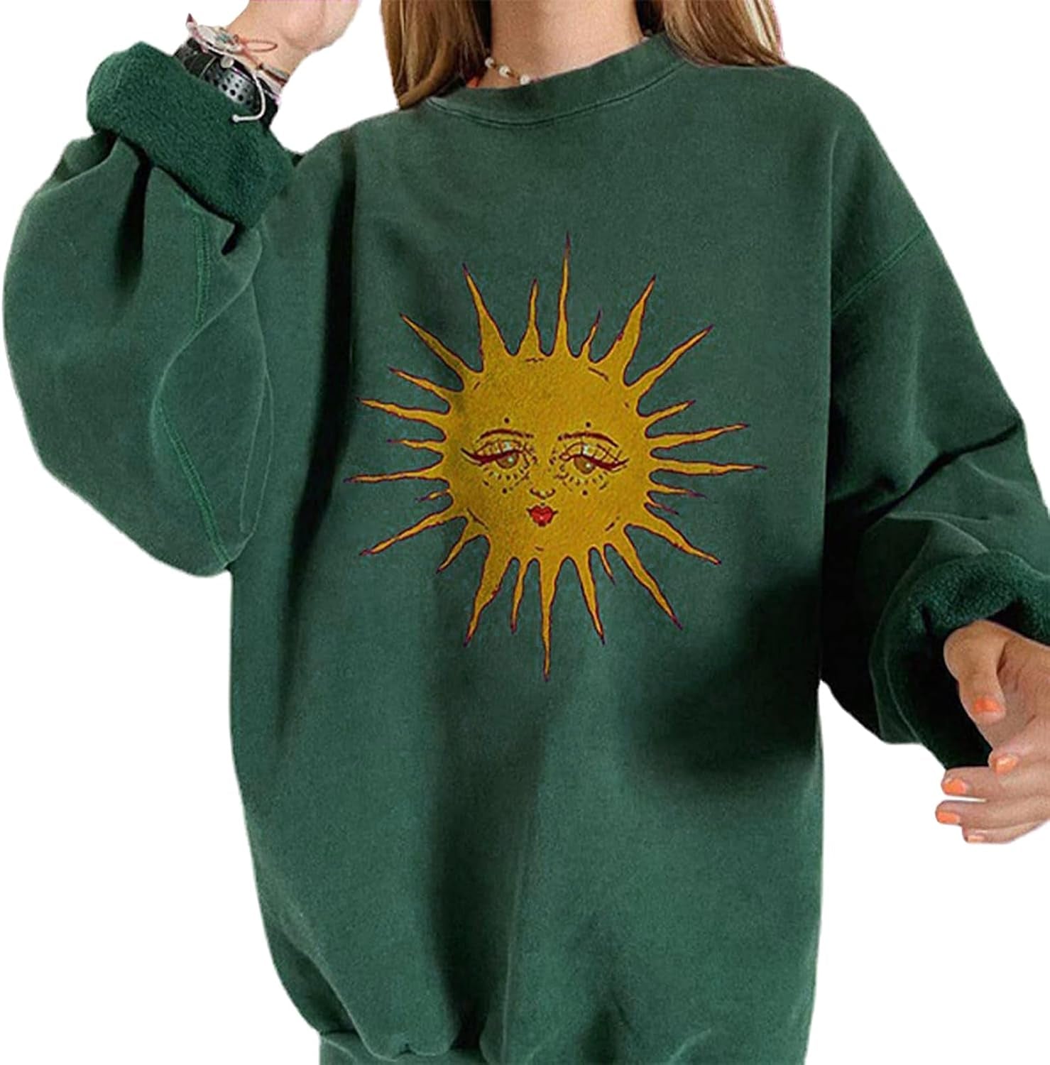 Women'S Oversized Sweatshirt Crewneck Long Sleeve Casual Loose Pullover Tops 90S Indie Aesthetic Sweatshirts