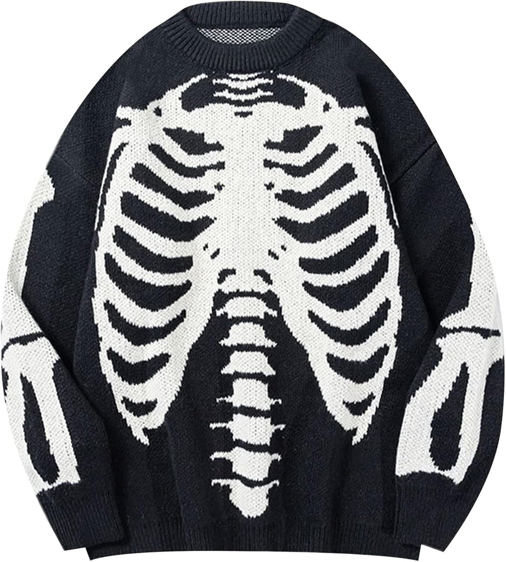 Men Oversized Sweater Graphic Cable Knit Jumper Cute Unisex Crewneck Pullover