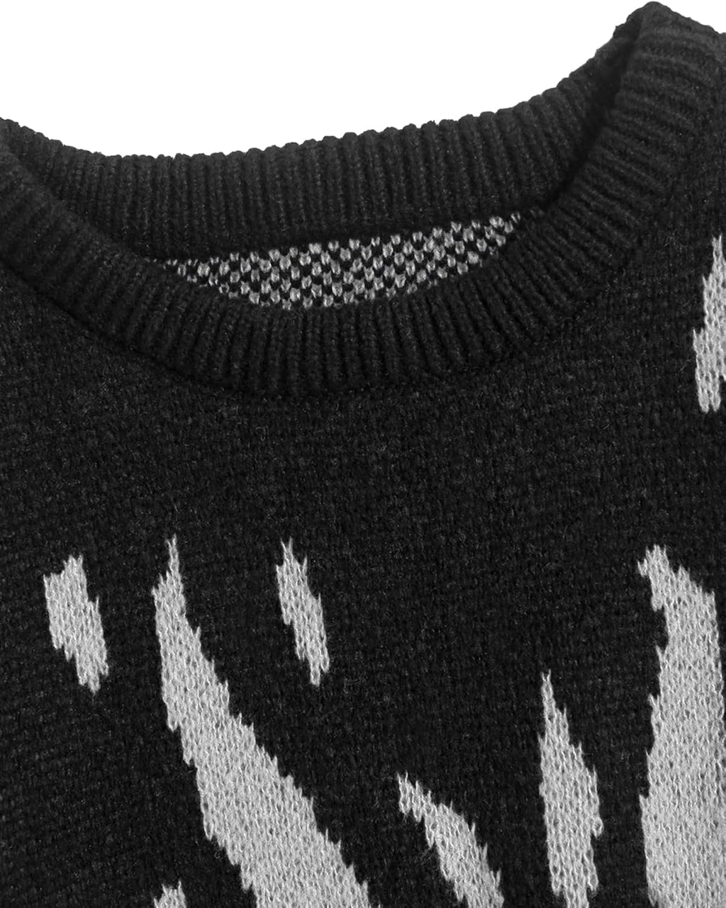 Men'S Oversized Sweater Y2K Aesthetic Flame Graphic Crewneck Knit Pullover Unisex Casual Sweaters