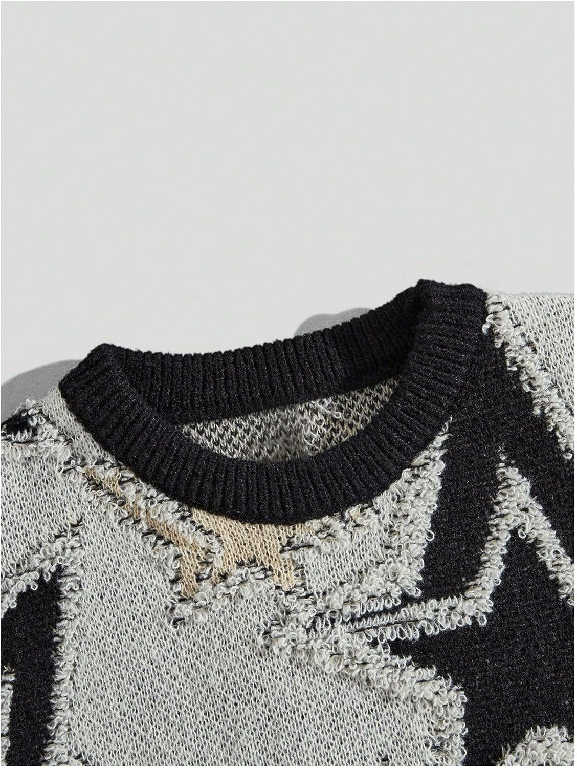 Men'S Graphic Sweater Y2K Long Sleeve Drop Shoulder Crewneck Loose Knitted Pullover Tops