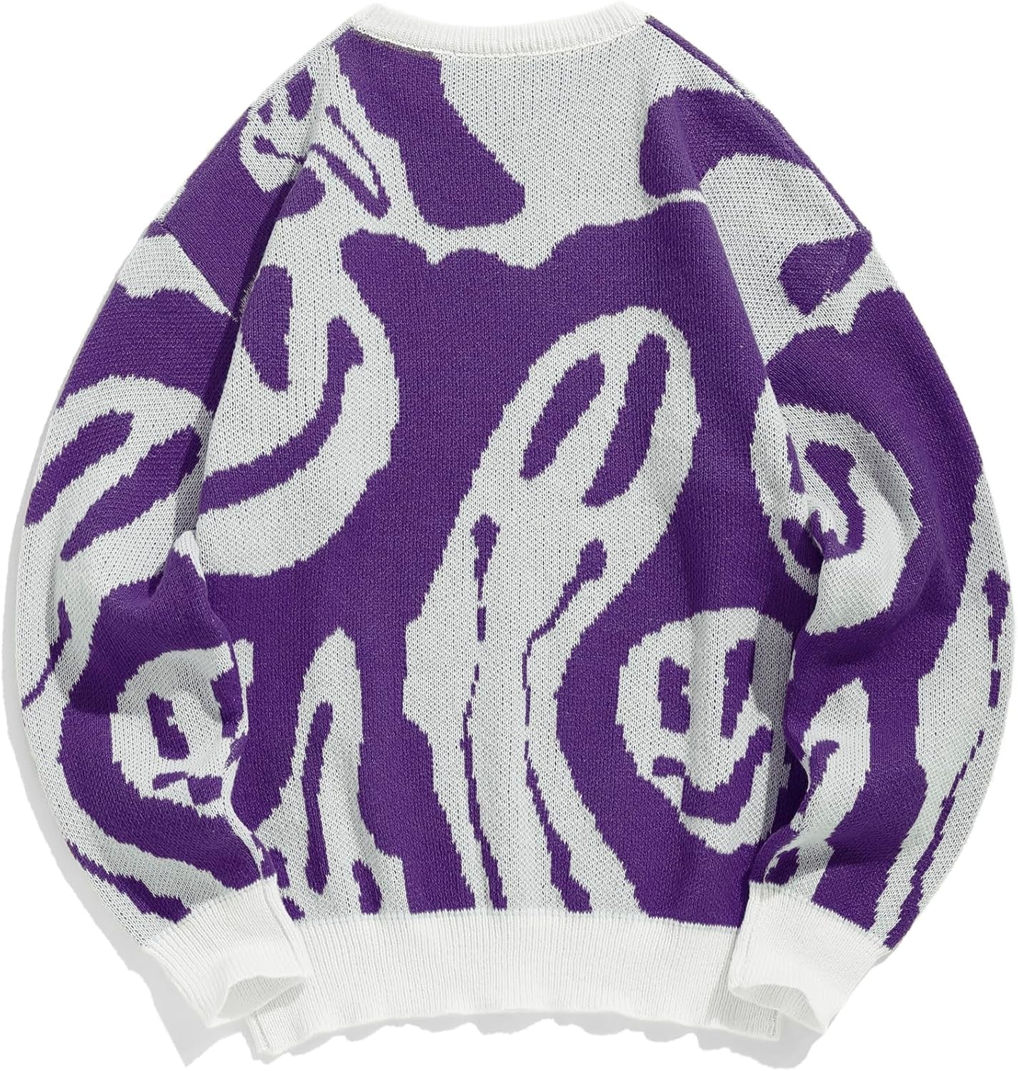 Mens Y2K Aesthetic Flame Graphic Casual Sweater Loose Knit Jumper Pullover Long Sleeve Crewneck Sweaters